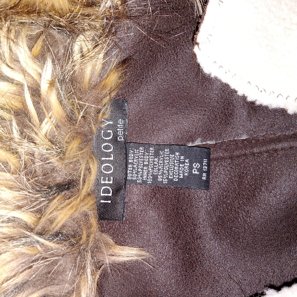 Ideology Reversible Shearling/Faux Fur Jacket with Collar Leather Belt Womens PS - Picture 14 of 15